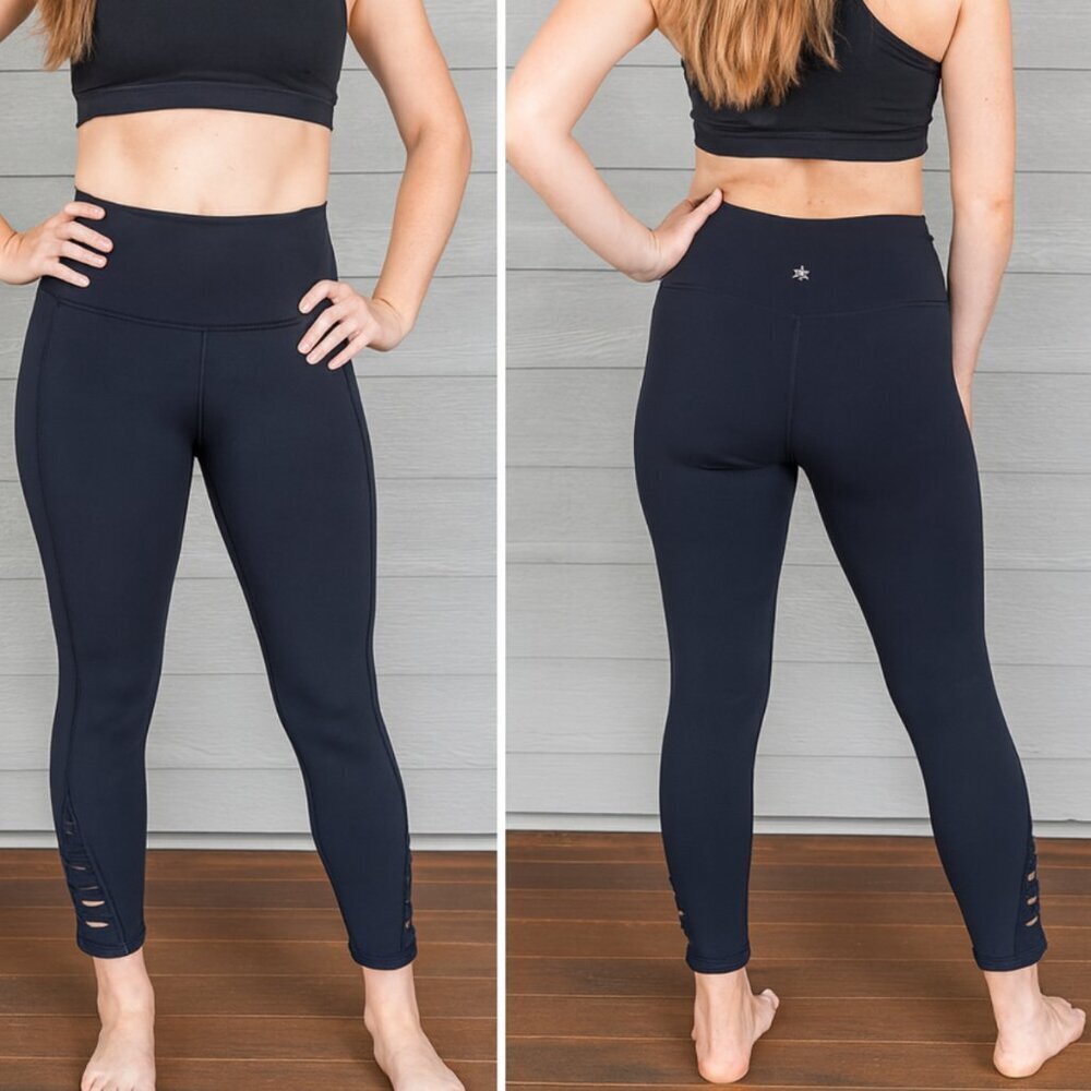 Athleta Women's Size Small Tall Black Mid Rise Cropped Athletic Leggings